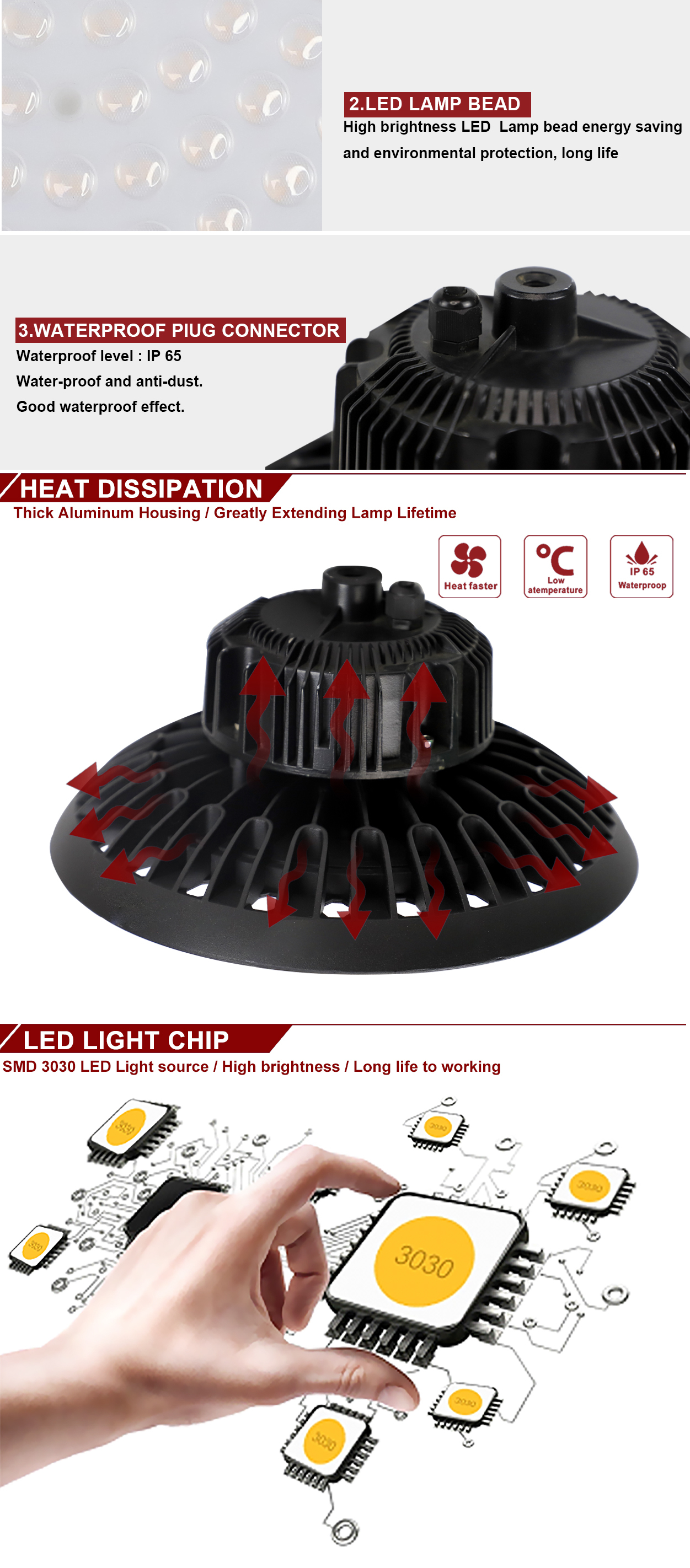 High quality good heat dissipation warehouse factory 100W 150W 200W UFO manufacturer sales price LED high bay lights