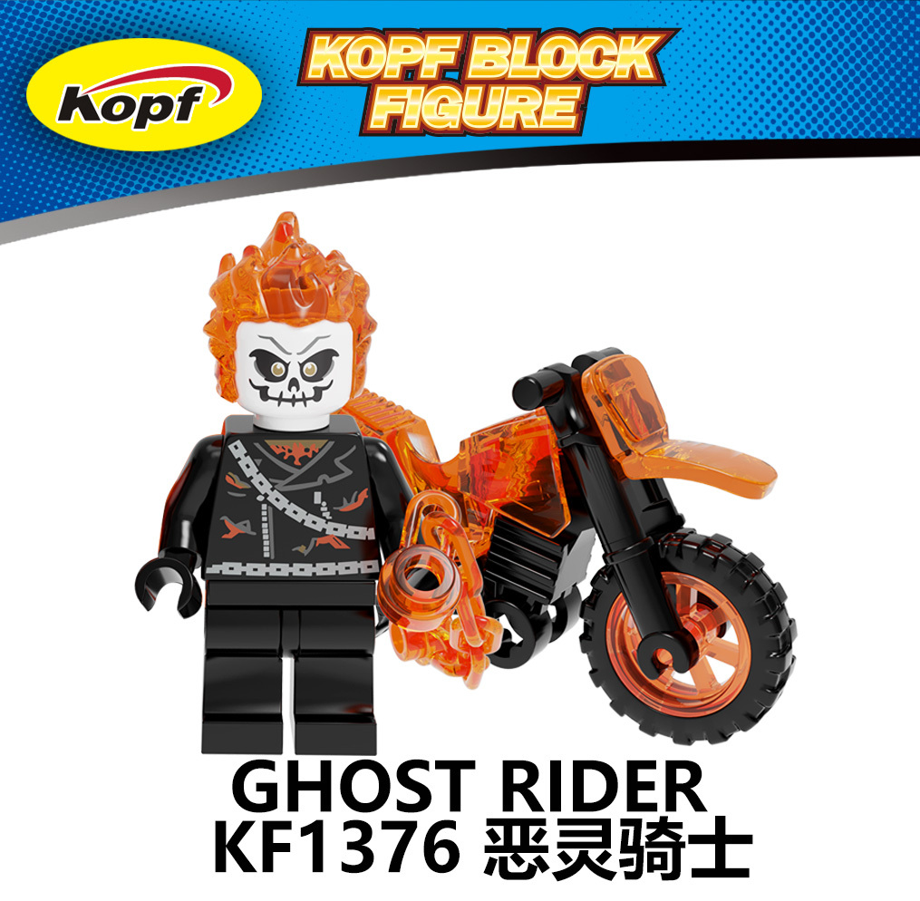 KF1375 KF1376 KF1377 KF1378 KF1379 KF1380 KF1381 KF1382 DA030 Building Blocks Super Heroes Ghost Rider With Motorcycle Matt Murdoch Action Figures For Children Model Toys KF6120
