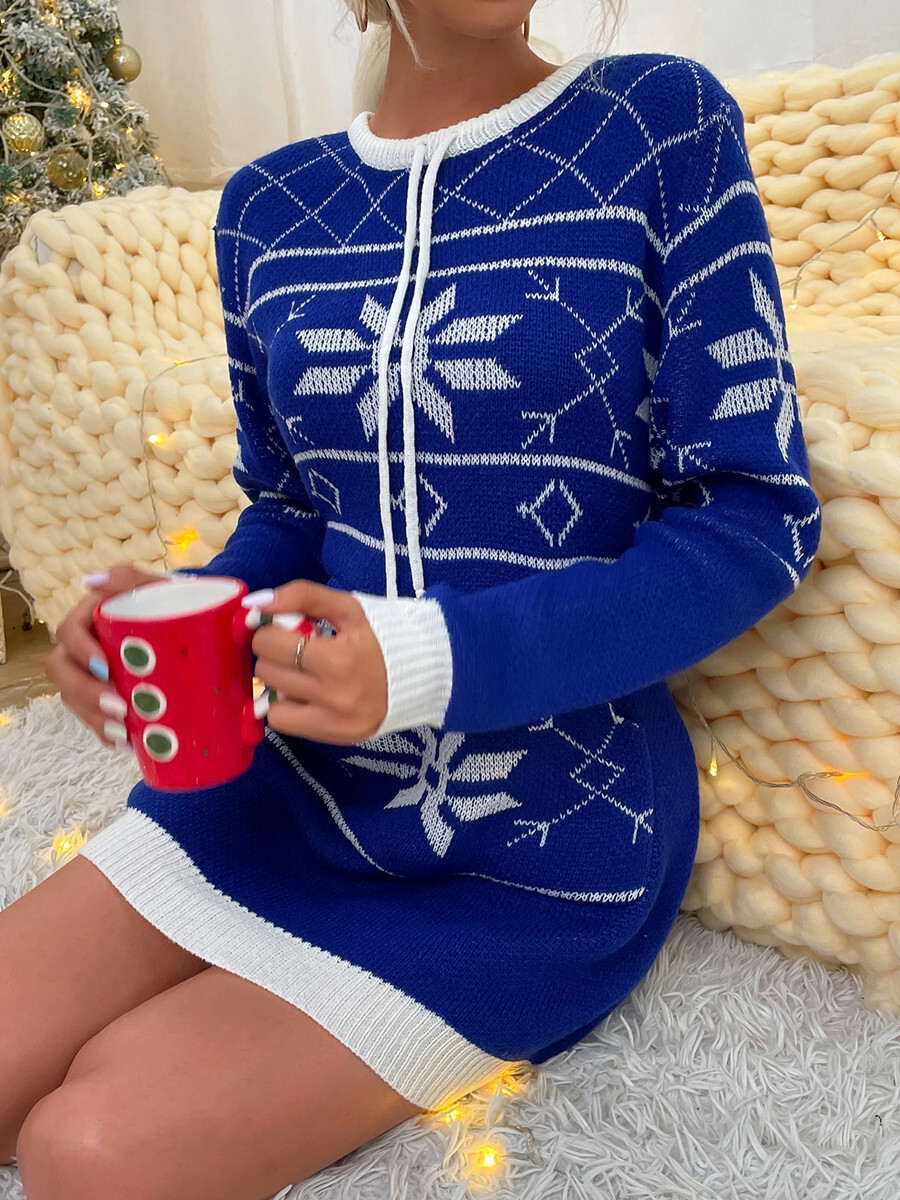 2021 Christmas Pocket Sweater Dress F01F589