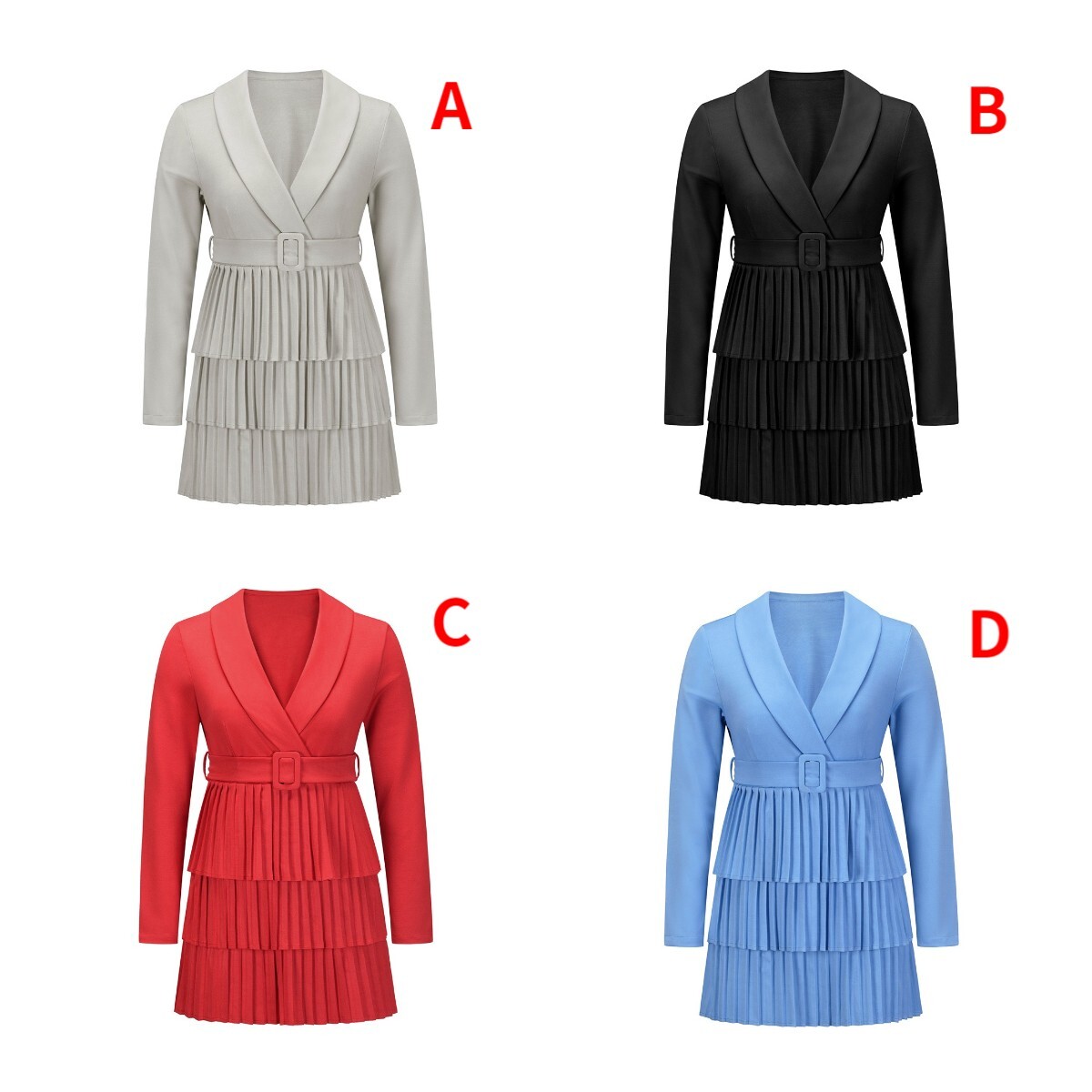 Windbreaker Women's 2021 New Autumn And Winter Pleated Medium And Long Coat Skirt V-neck Design Temperament Coat F01F623
