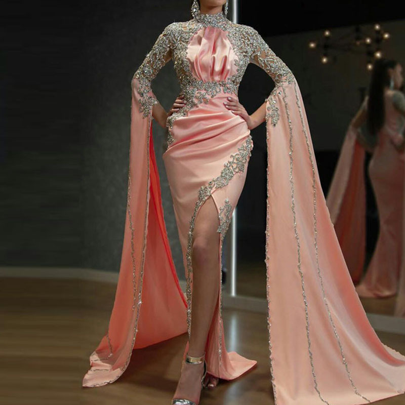 Unlimon Autumn 2021 New Women's Evening Dress Pink Sexy Sequin Dress Long Dress F03F064