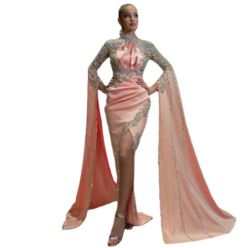 Unlimon Autumn 2021 New Women's Evening Dress Pink Sexy Sequin Dress Long Dress F03F064