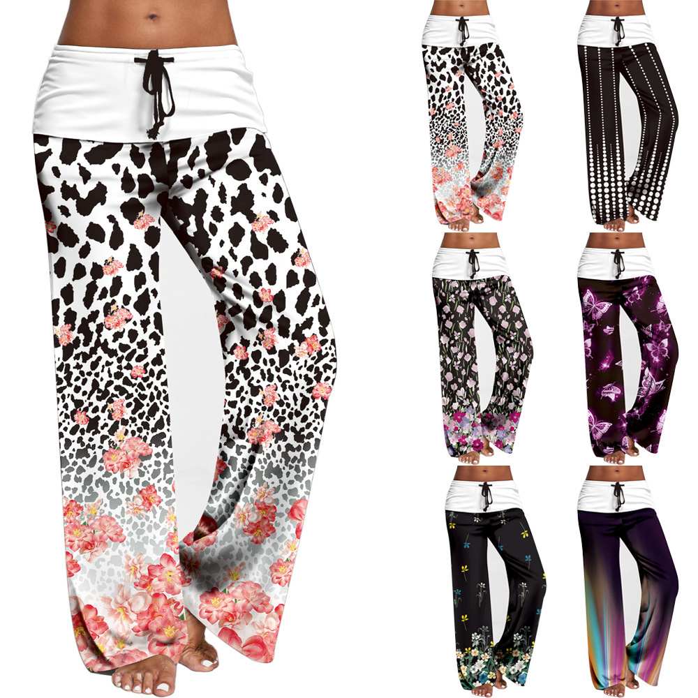 Unlimon 2021 New Milk Silk High Waist Fashion Printed Yoga Pants Women's Casual Pants D01518