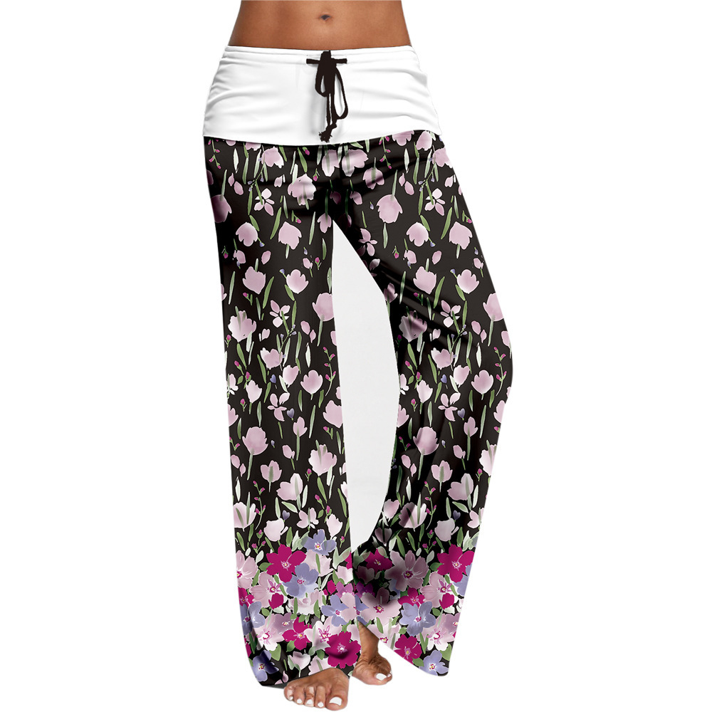 Unlimon 2021 New Milk Silk High Waist Fashion Printed Yoga Pants Women's Casual Pants D01518