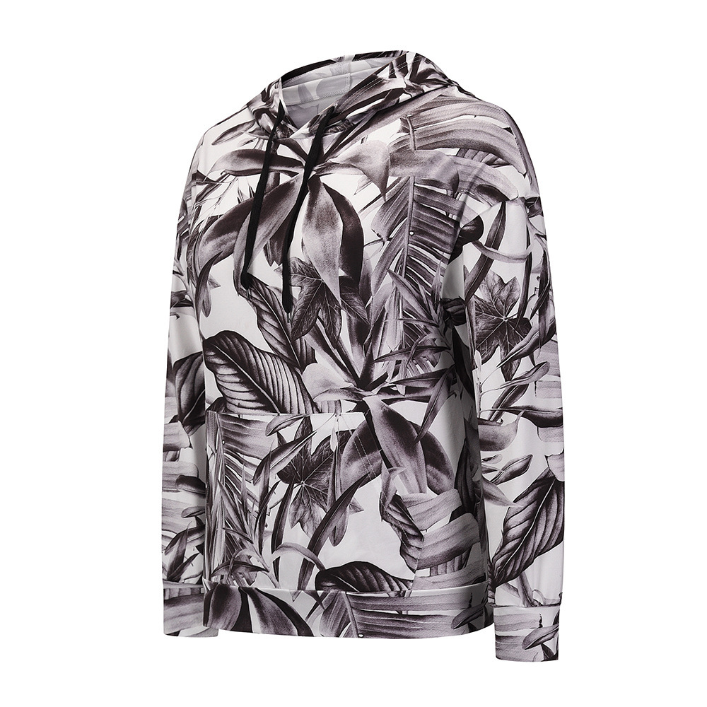 Unlimon Women's Hooded Long Sleeve Floral T-shirt Casual New Coat Top 2021 Autumn And Winter Hooded Pullover Sweater C03726