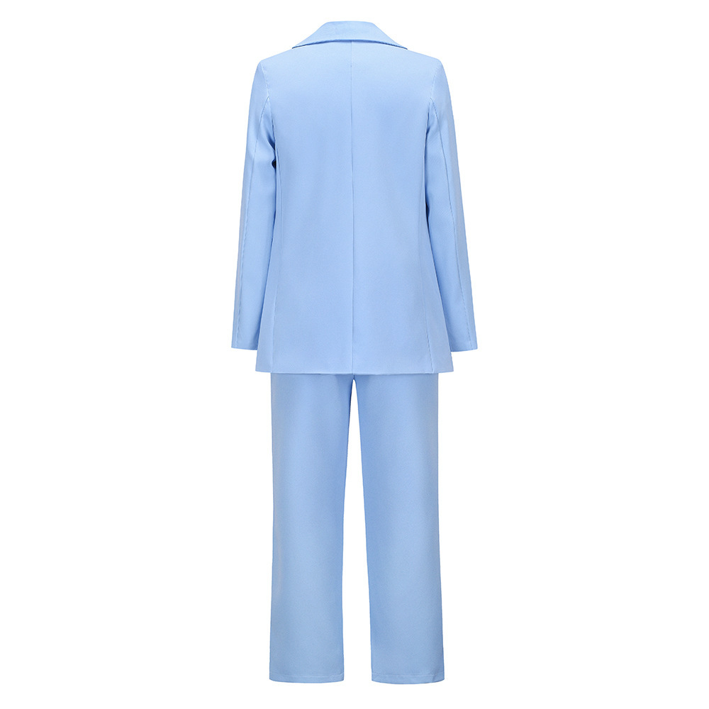 2021 New Large Lapel Double Row Button Suit Coat Leisure Straight Pants Suit E01F512