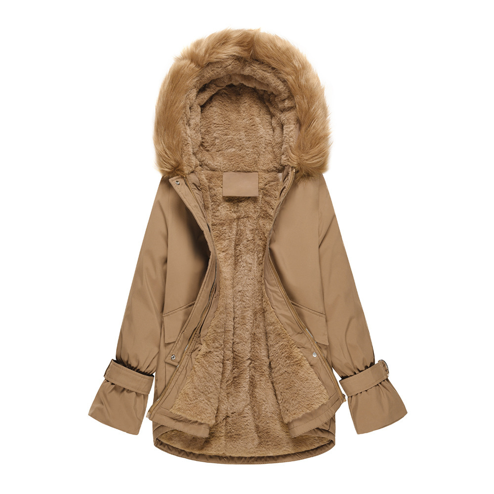 2021 Coat Fluffy Liner Cotton Coat Large Women's Coat C05003