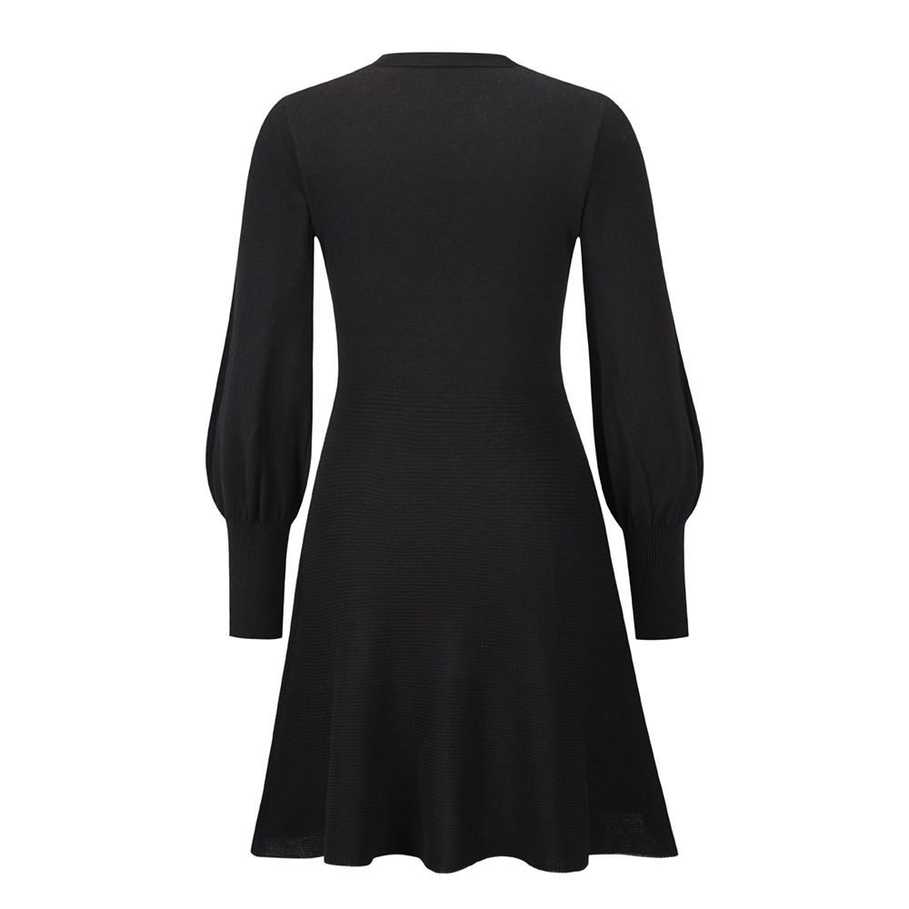 Knitted Dress Large Size Women's Dress Autumn And Winter New Skirt Slim And Thin Temperament Bottomed Wool Dress F01F632