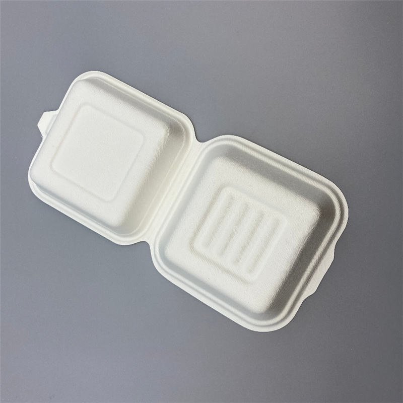 Source Biodegradable Eco Friendly Disposable 5 Inch 6 Inch Bagasse Hamburger  Box Container Paper Pulp Sugarcane Burger Box on m.
