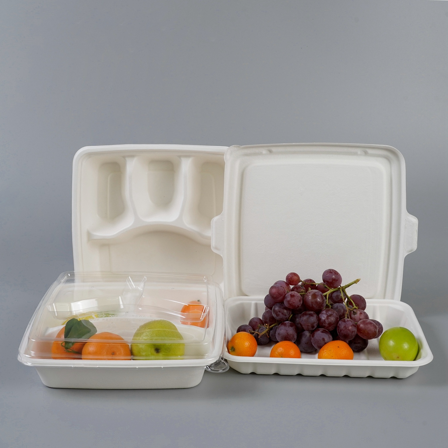 4 Compartment Biodegradable Disposable Bagasse Meal Tray In China
