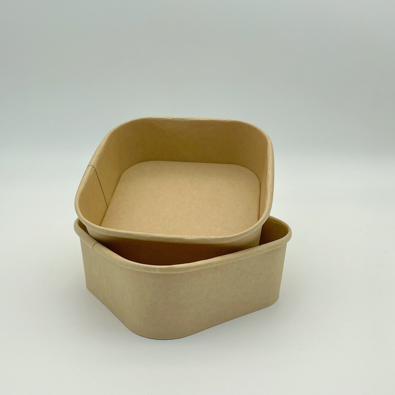 Square Kraft Paper Bowls with Lids
