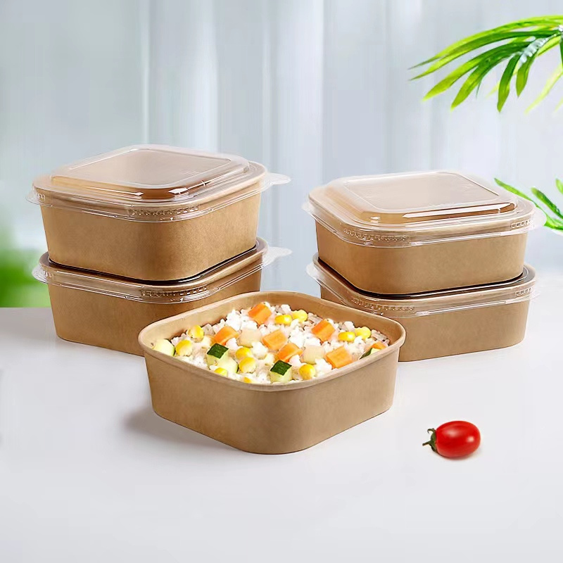Kraft Paper Salad Bowl Disposable Meal Prep Container Take Out Paper Food  Bowl Sturdy Eco-Friendly
