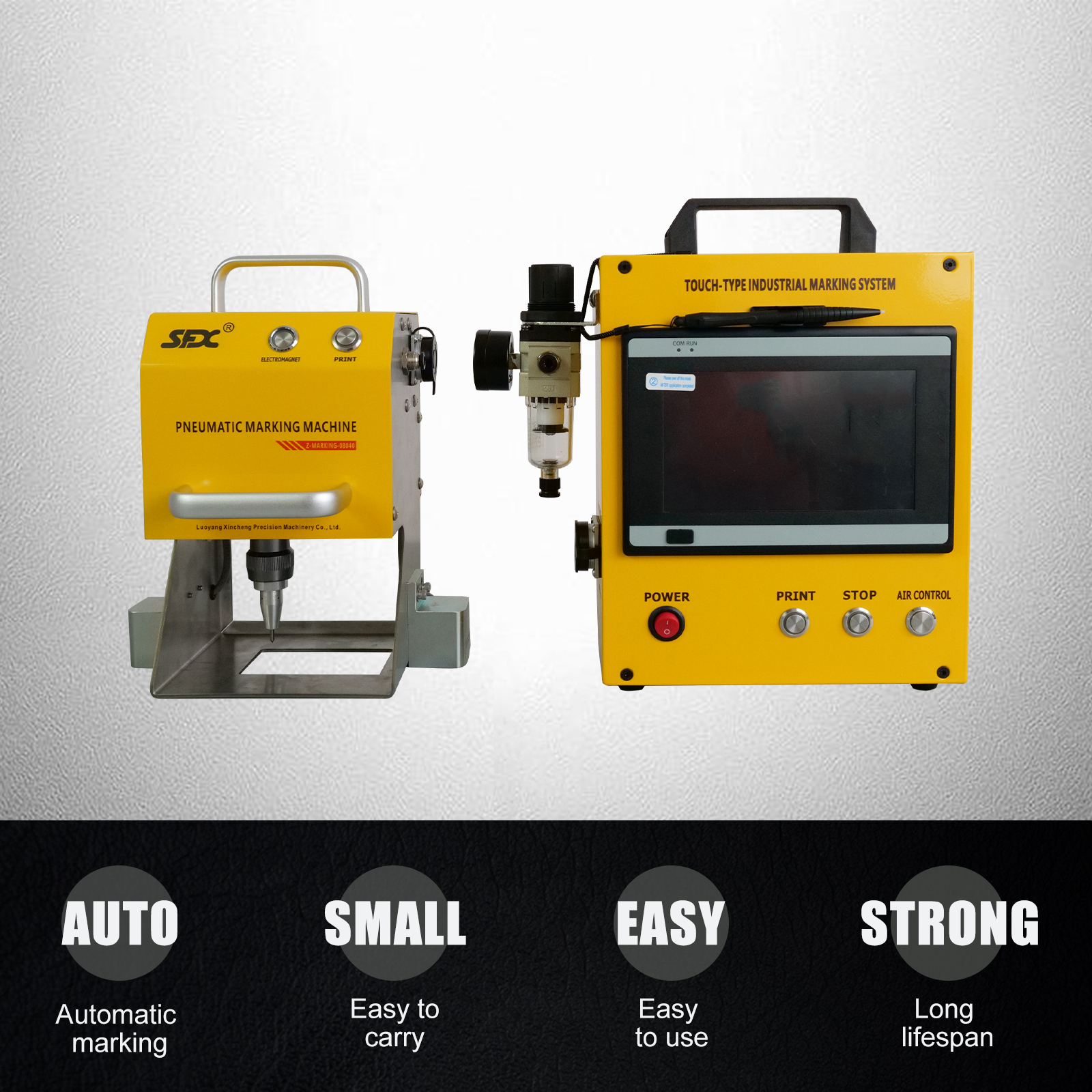 US Stock SFX Industrial 80*40mm Pneumatic Dot Peen Metal Marking Machine  Z-MARKING-08040 Engraving Tagging Logo Machine