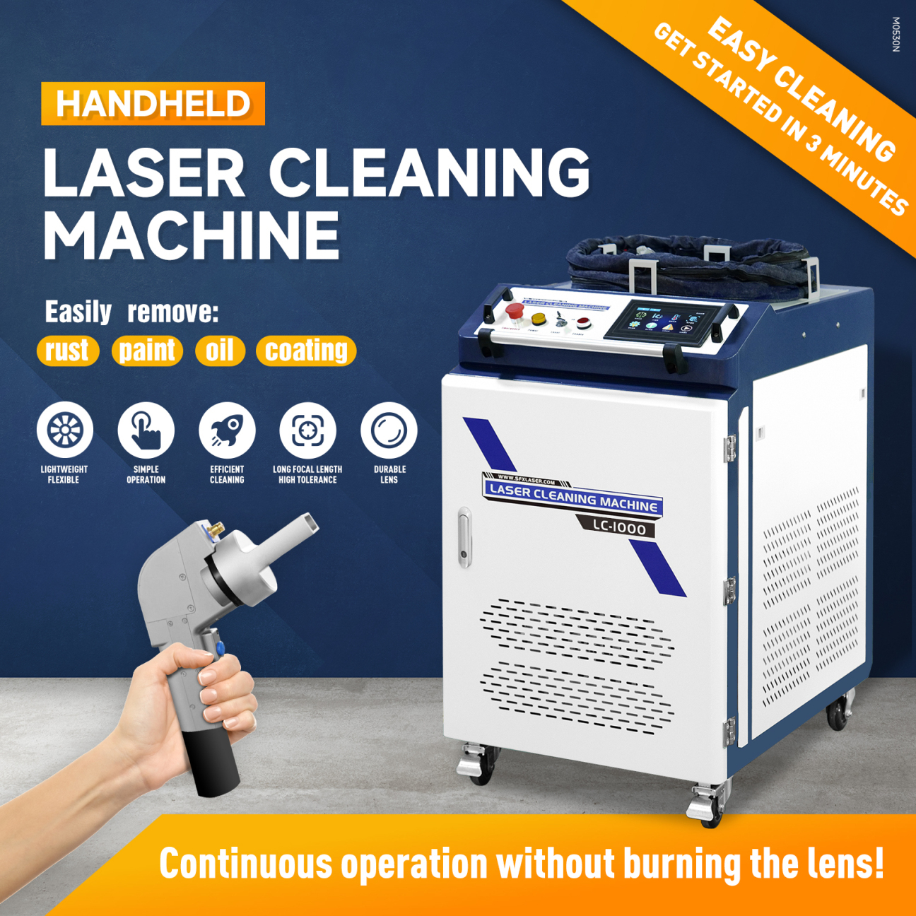 Handheld JPT 1KW Fiber Laser Cleaning Machine Metal Rust Removal Oxide