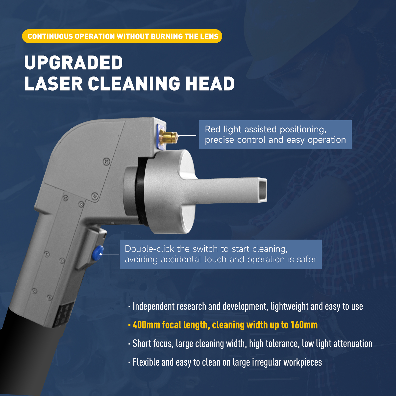 Portable Handheld JPT 100W Fiber Laser Rust Remover Laser Cleaning Machine  110V