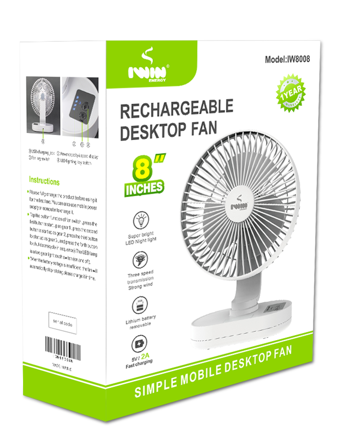 IW8008 8 inches AC&DC Solar Table Fan/Mini Fan