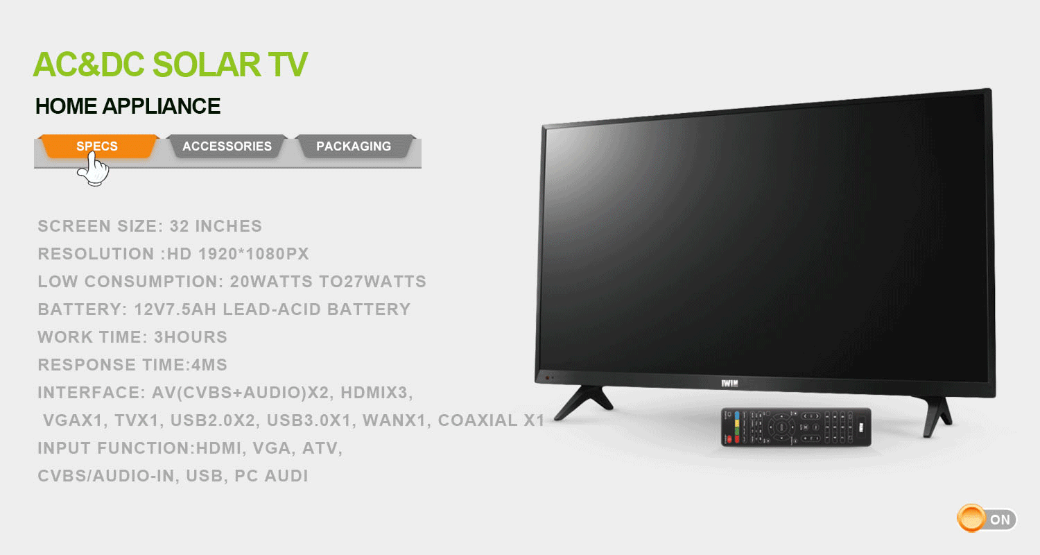 IWIN ENERGY 32 inches AC&DC SOLAR TV