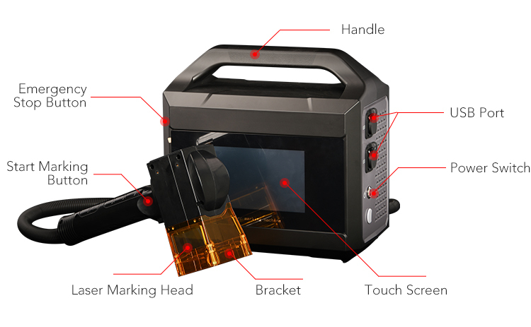 Handheld Laser Etching Engraver Machine for Industrial Mark HS-PFL30S Portable Handheld Laser Etching Engraver Machine For Metal