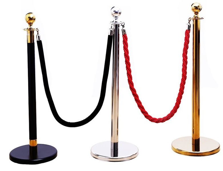 Stainless Steel Barrier  Velvet Rope Stanchion 