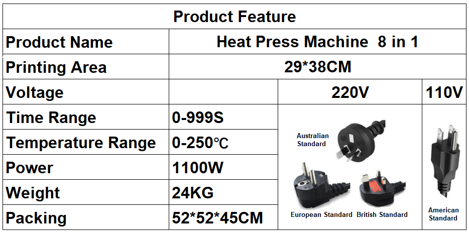 Heat Press Machine 8 in 1 