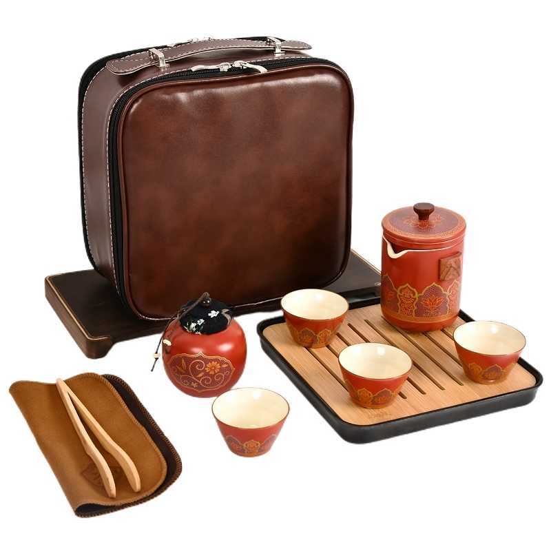 Tea Set, Travel Tea Set, Chinese Kung Fu Ceramic Teapot, Portable