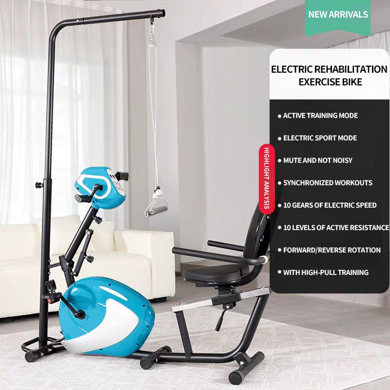 Electric Rehabilitation Exercise Bike for Home Use with Resistance Bands,  Indoor Cycling Bike Stationary 100KG Weight Capacity, Cycle Bike with  Comfortable Seat Cushion,LCD display,