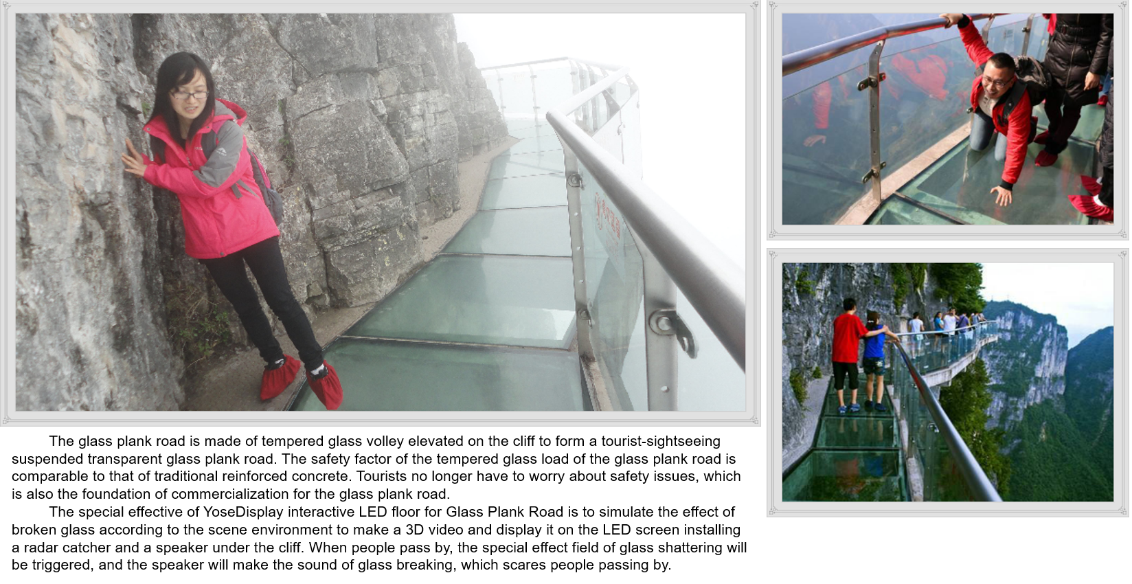 Interactive LED Floor for Transparent Glass Plank Road  3D video effective for tourist-sightseeing 