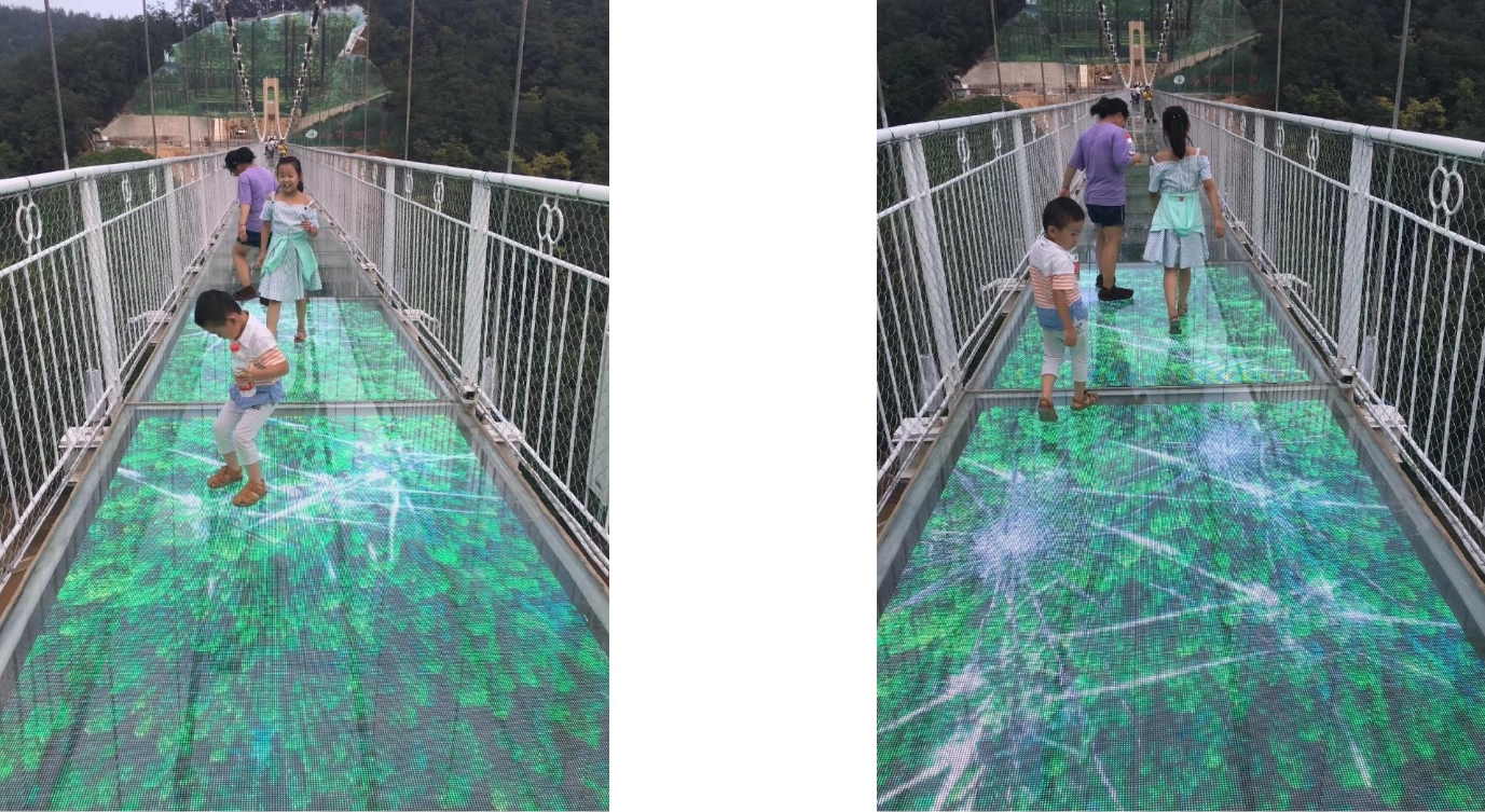 Interactive LED Floor for Transparent Glass Plank Road  3D video effective for tourist-sightseeing 