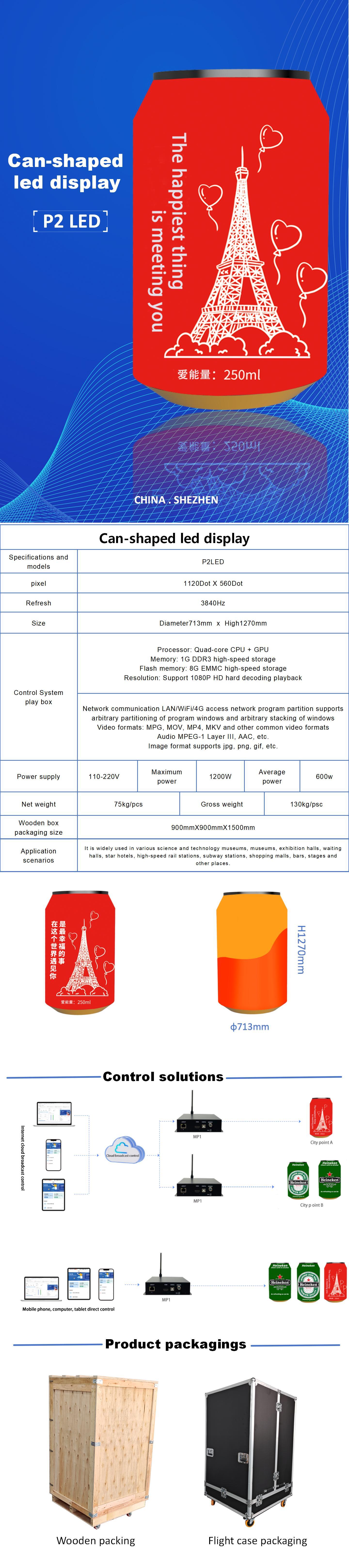 Can-Shaped LED Display Screen for Advertising Beverage brand Promotion Festivals and Events