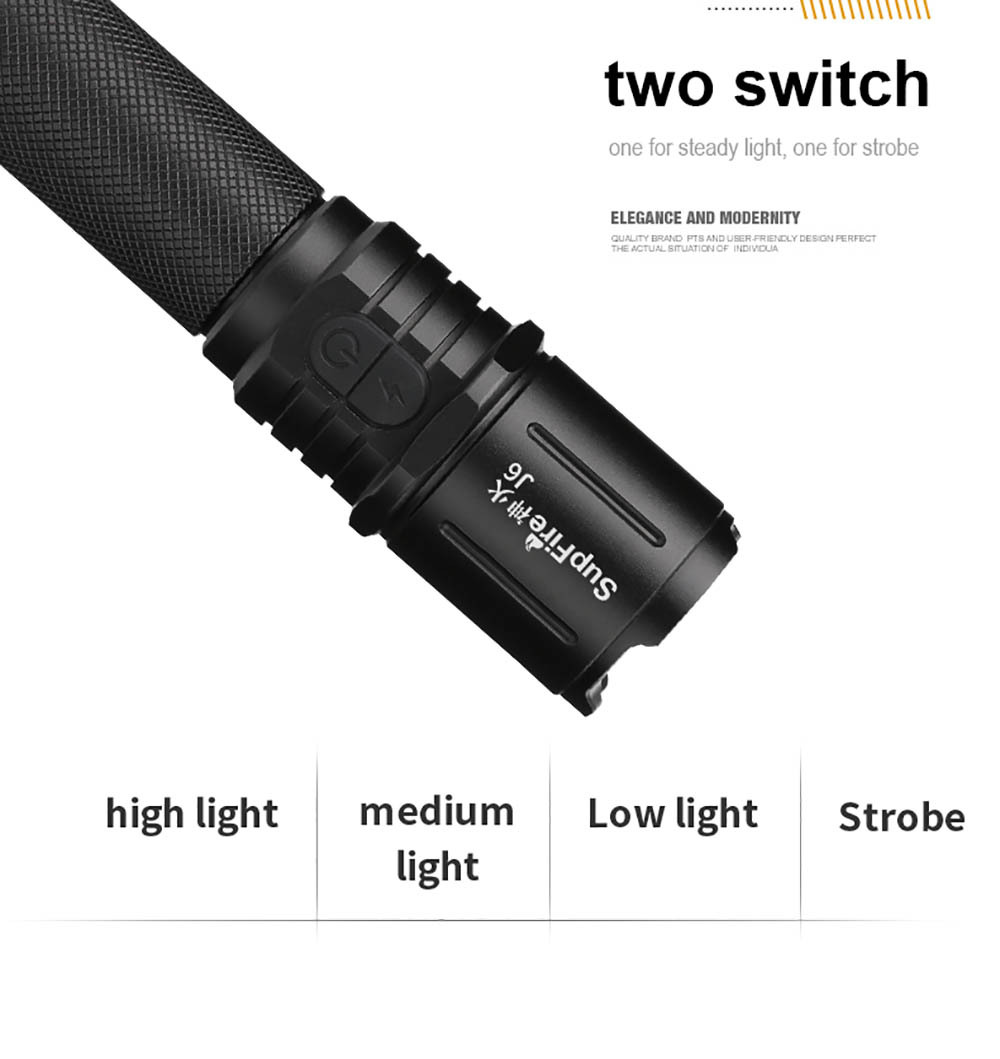 SupFire J6 220 Lumens Tactical Flashlight 