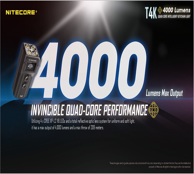 Nitecore T4K 4 x  XP-L2 V6 LEDs 4000 Lumens Super Btight EDC Light