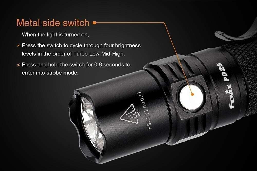 Fenix PD25 XP-L V5 LED 550 Lumens Rechargeable Search Flashlight