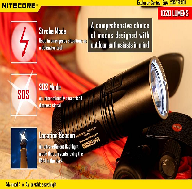 Nitecore EA41 / EA41W  XM-L2 U2 LED 1020 Lumens LED Flashlight Search Light