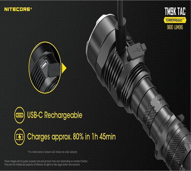Nitecore TM9K 9 x  XP-L HD 9500 Lumen Rechargeable Tactical Flashlight