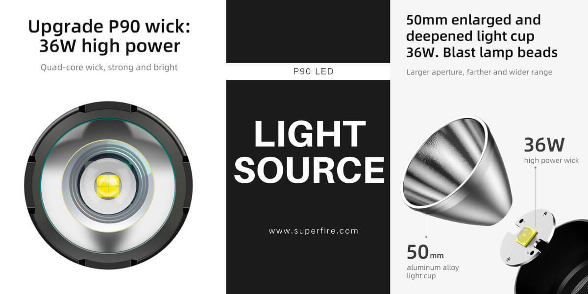 SupFire Y12(P90) search lights 3000 lumen light