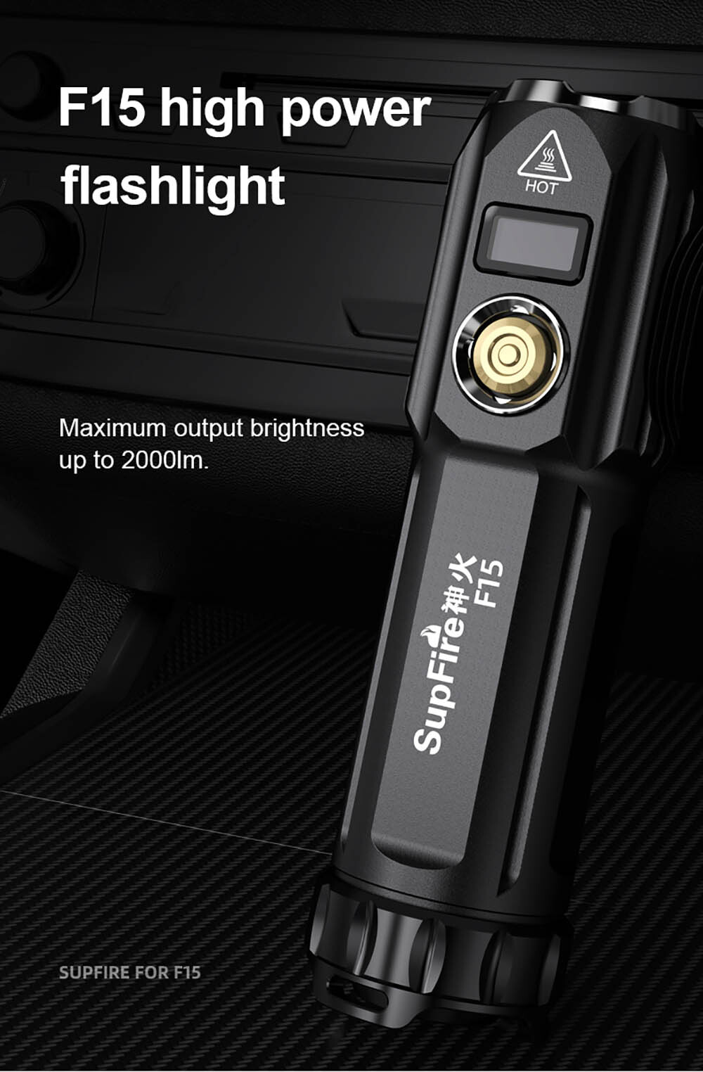 SupFire F15 2000 Lumens Flashlight