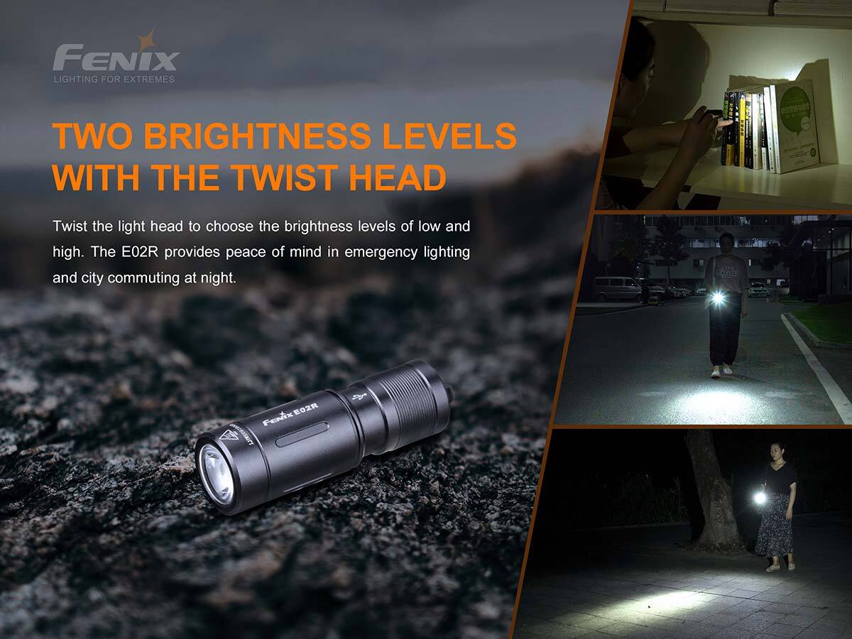 Fenix E02R  XP-G2 S3 White LED Blue 200 Lumens Rechargeable EDC flashlight