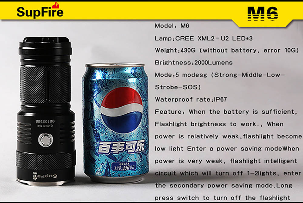 SupFire M6 search lights 2300 lumens 