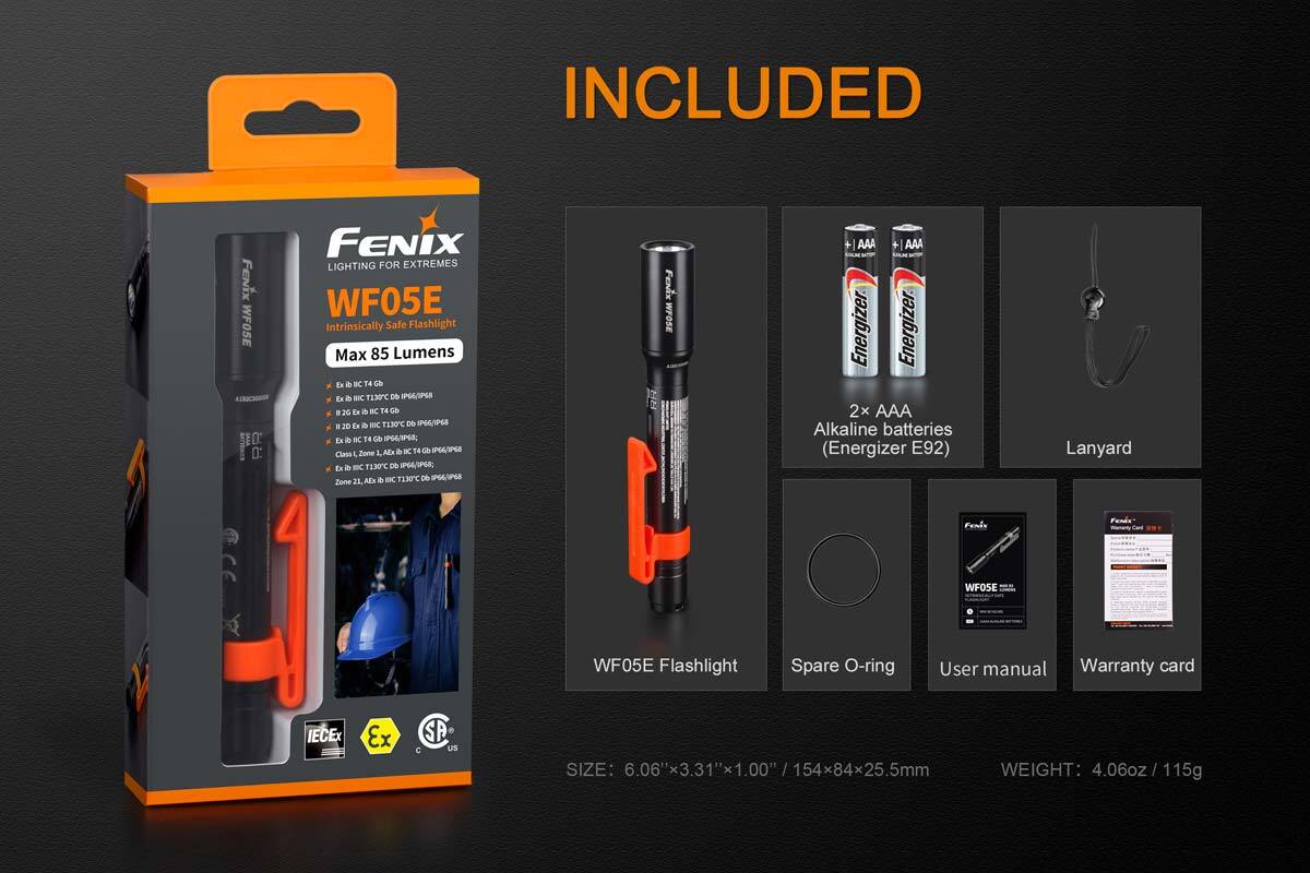 Fenix WF05E  XP-G2 LED 85 Lumens Intrinsically Safe Flashlight
