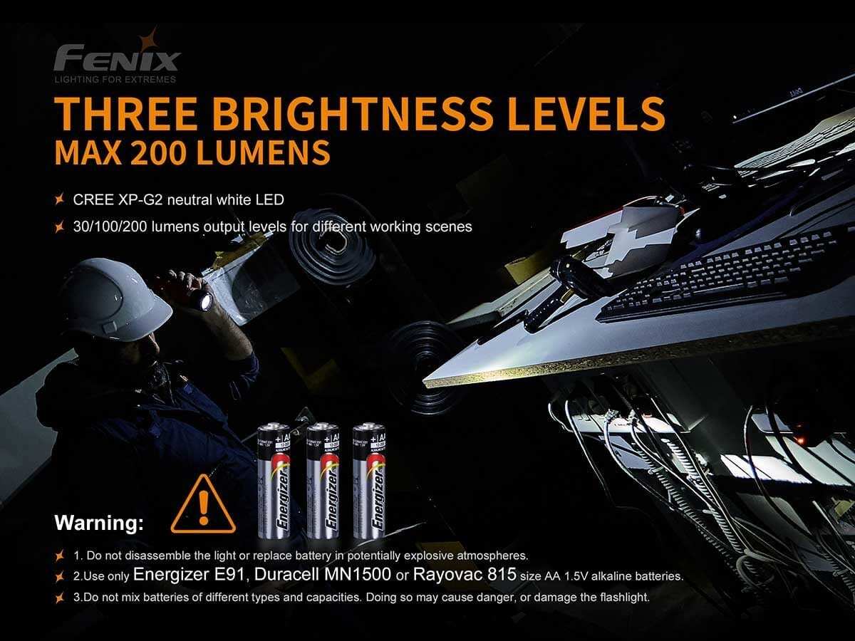 Fenix WF11E  XP-G2 LED 200 Lumens Intrinsically Safe Flashlight