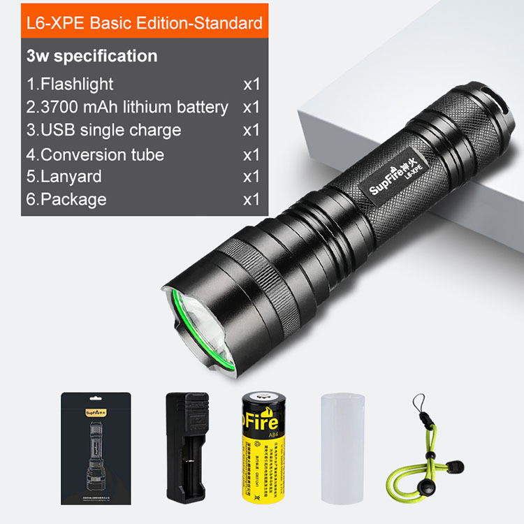 SupFire L6-XPE 220 lumens Tactical Flashlight