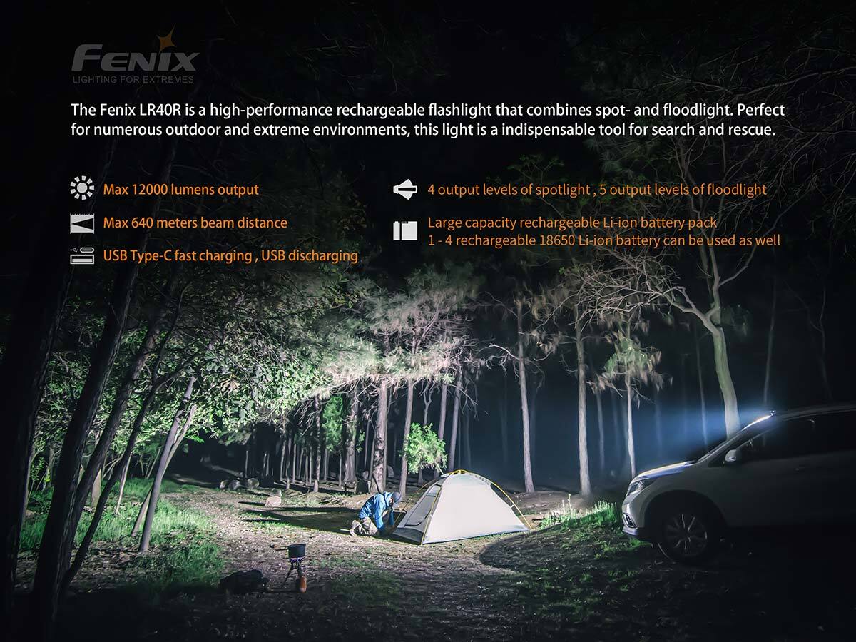 Fenix LR40R  XP-L HI V3  XP-G3 S4 LED 11000 Lumens Outdoor&Camping Light