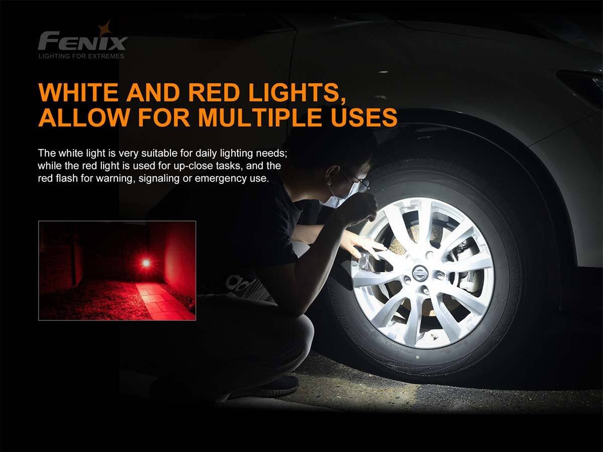 Fenix E03R MATCH CA18 White LED and Everlight 2835 Red LED 260 Lumens EDC Light Red Light