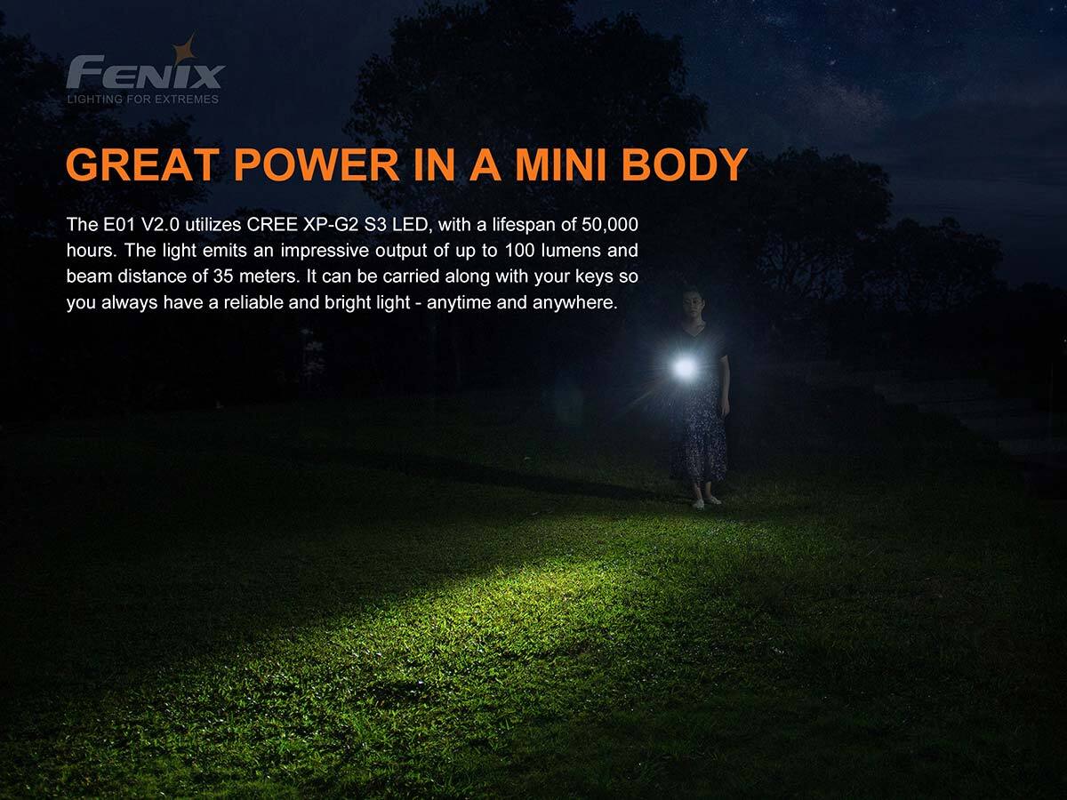 Fenix E01 V2.0  XP-G2 S3 LED 100 Lumens AAA Rechargeable EDC Flashlight