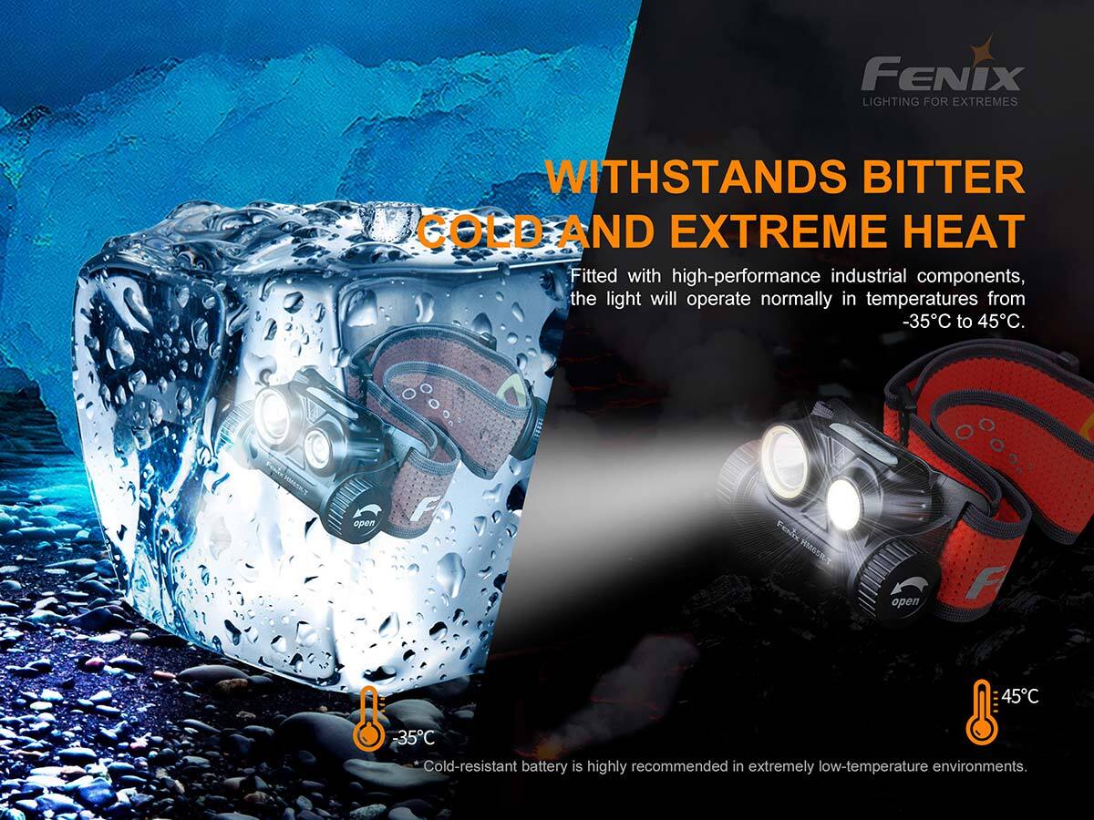 Fenix HM65R-T Luminus SST40 White LED 1300 Lumens Dual Beam Rechargeable Headlamps 