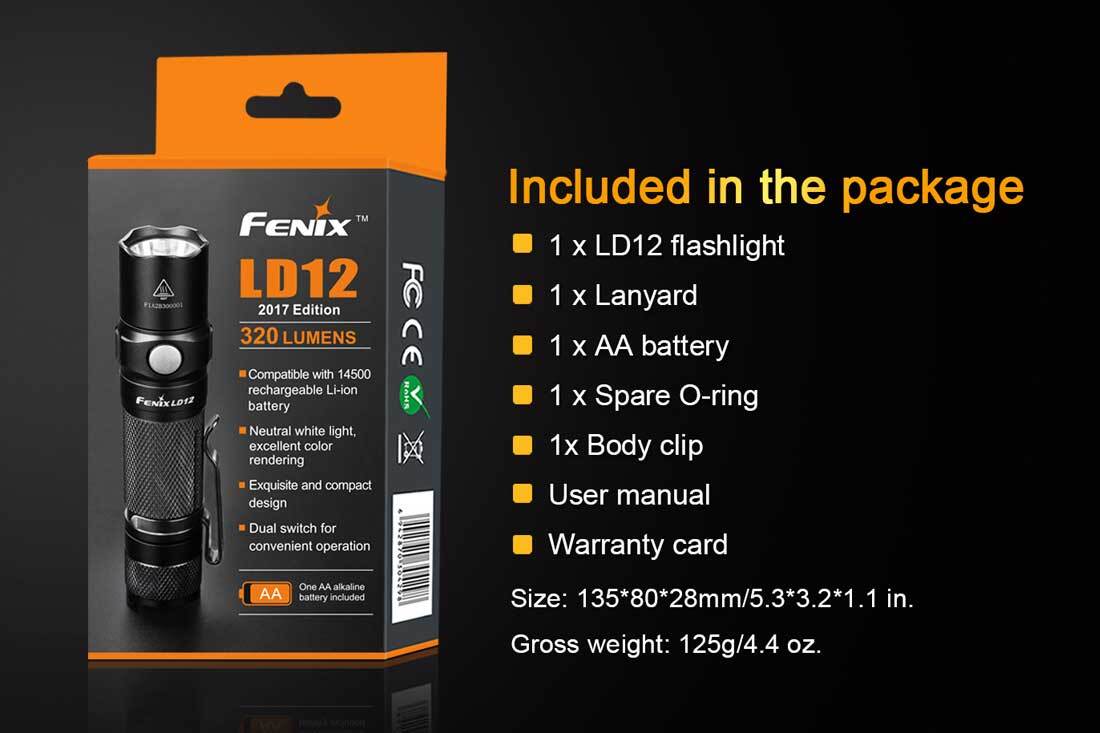 Fenix LD12 2017 EDITION  XP-G3 LED 150 Lumens AA Battery Tactical Flashlight