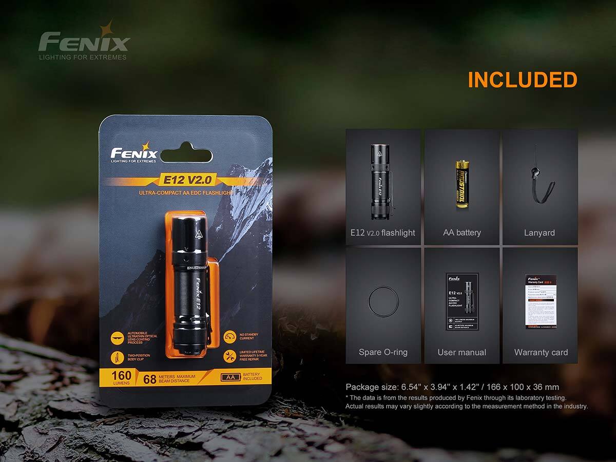 Fenix E12 V2.0 MATCH CA18 LED 160 Lumens AA EDC Lights