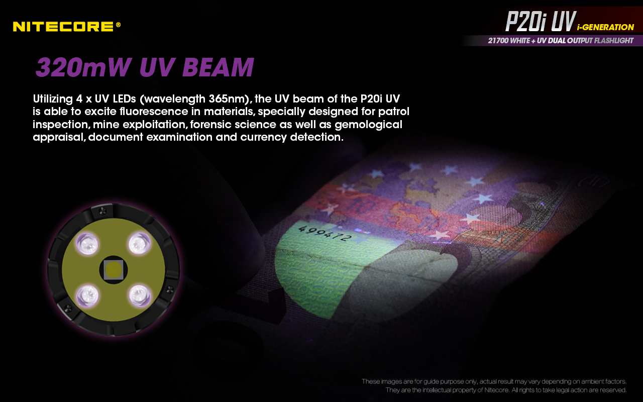 Nitecore P20I UV Luminus SST-40-W LED 1800 Lumens Tac Flashlight