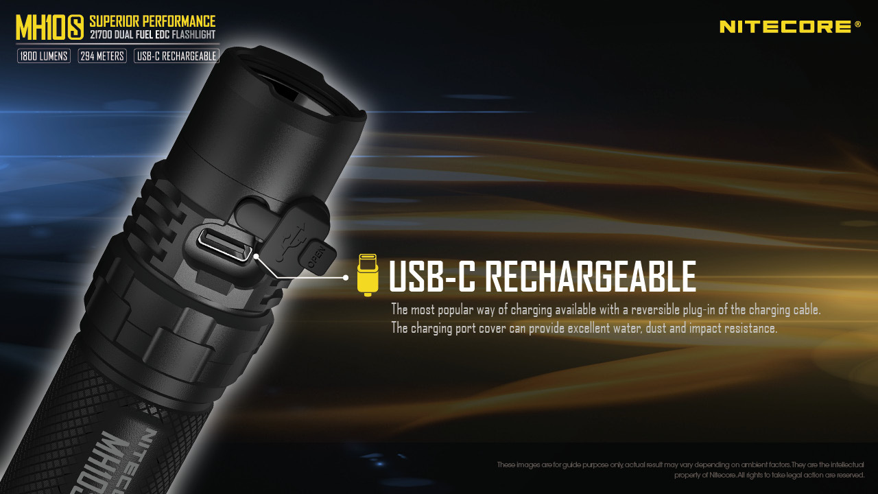 Nitecore MH10S 1800 lumens USB-C Rechargeable Tactical Flashlight