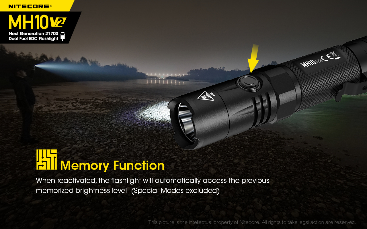 Nitecore MH10 V2  XP-L2 V6 LED 1200 Lumens USB-C Rechargeable Tactical Flashlight